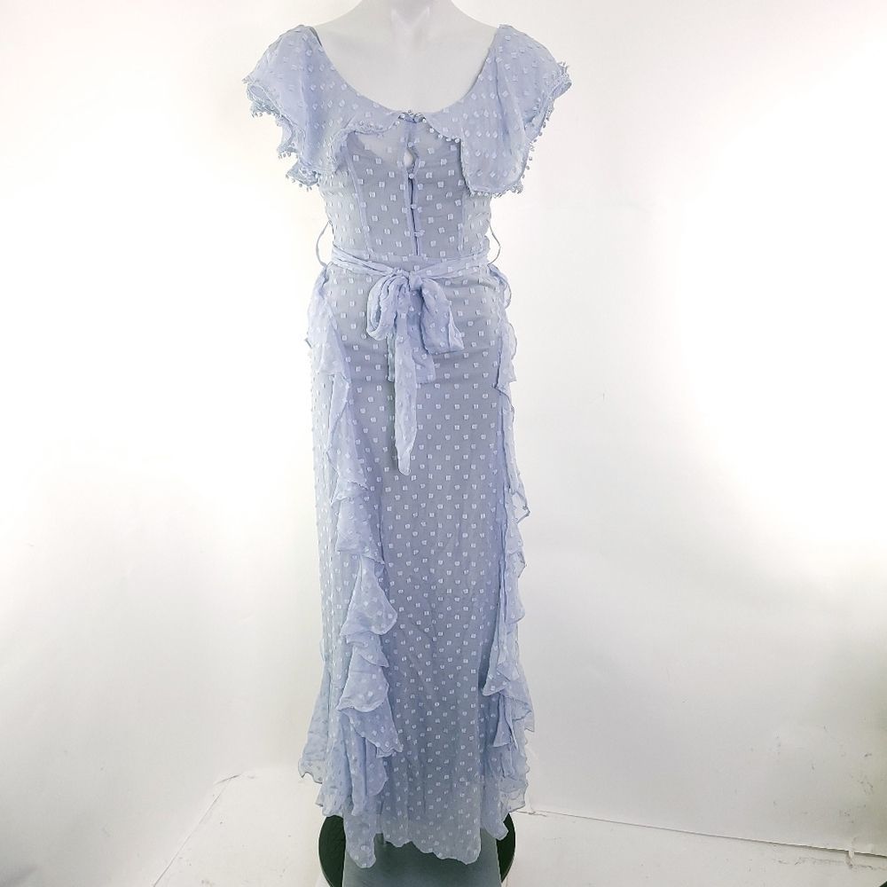Alice McCall Moon Talking Ruffle Maxi Dress Crystal Bue sz 2 NEW - Picture 5 of 13